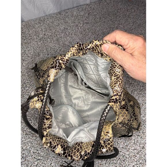 Brighton Femme Fatal Nolita Python Snake Print Hobo Bag Tassel Accent - Picture 8 of 10